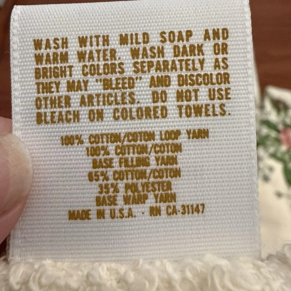 R.A.‎ Briggs Vintage Rose Towel Set – 3 Pc Bath Hand Washcloth – 1987 USA NOS